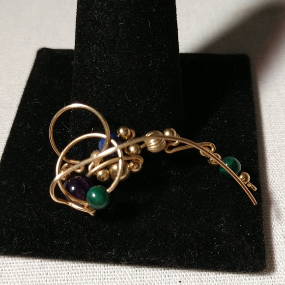 Vintage Ear Cuff Gold Tone  Earring with Beads - Picture 4 of 8